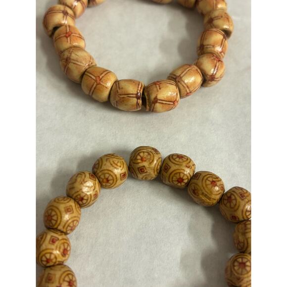 Lot of 6 Handmade Wooden Beaded Stackable Stretchy Bracelets MMJ - Picture 6 of 7